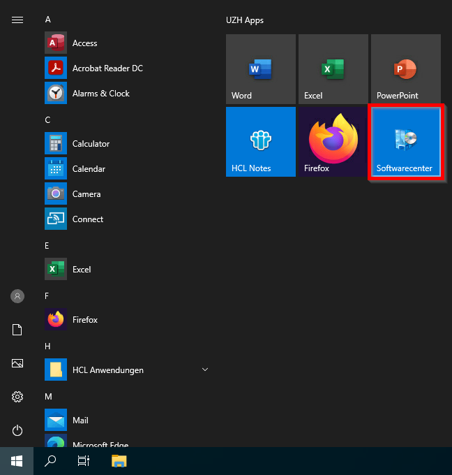 Start Menu Software Center