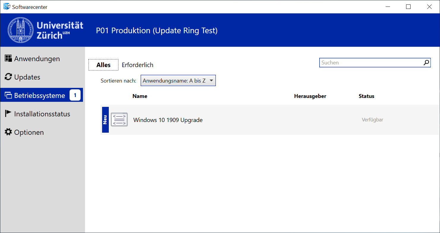 Softwarecenter - Windows 10 1909 Upgrade