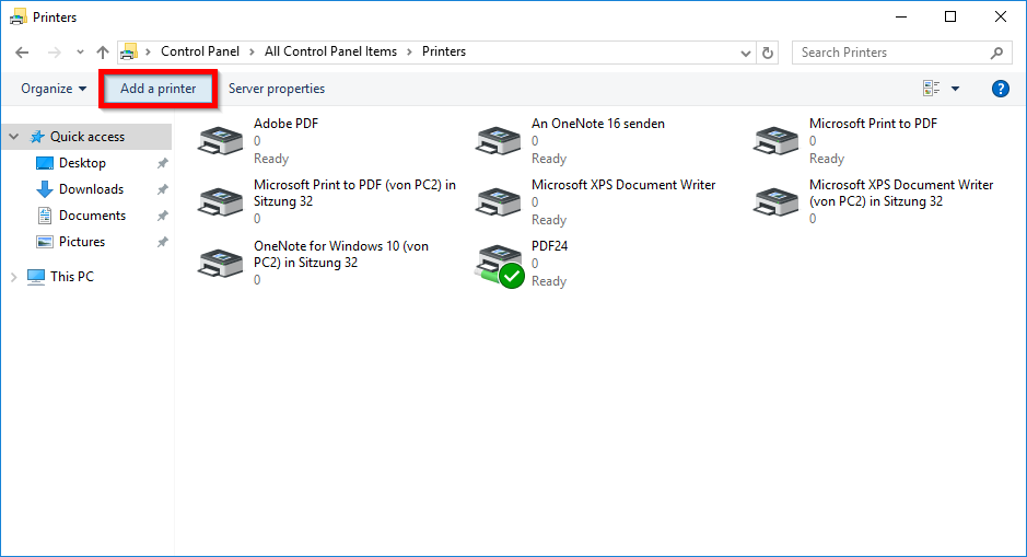 Printers Control Panel