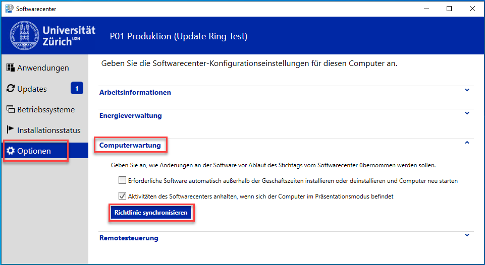 SCCM Computer Policy aktualisieren