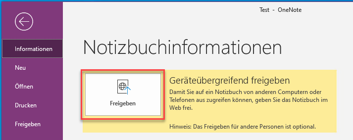 Klicken Sie auf "Freigeben"