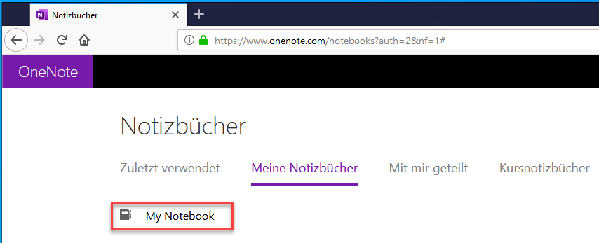 Wählen Sie das zu exportierende Notizbuch aus und öffnen Sie es.