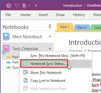 Select "Notebook Sync Status..."