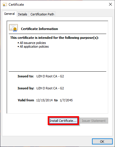 Certificate details