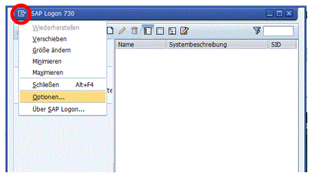 Optionen SAP-Logon