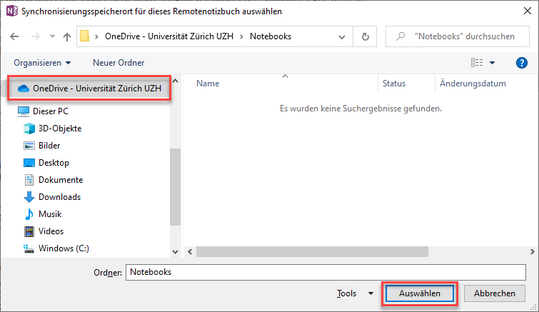 Wählen Sie einen Ort auf Ihrem neuen OneDrive